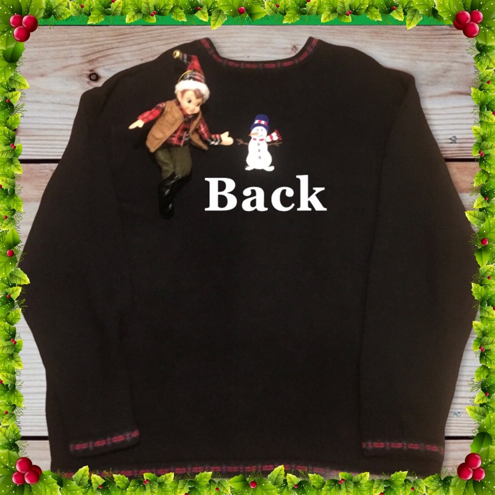 New Christmas Sweater with Snowmen, Snowflakes & Gingerbread Men - Picture 2 of 7